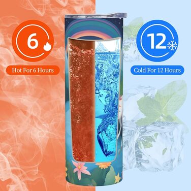 Кухоль з прямою трубочкою, дизайн біжучі єдинороги, принт, дорожній кухоль, підходить для кемпінгу, офісу та дому, 590 мл