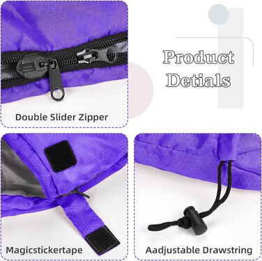 Спальник на 3-4 сезони, для кемпінгу на природі, теплий, одномісний розмір для дорослих, водонепроникний, легкий, надлегкий, для дорослих та дітей, для кемпінгу, походів, подорожей, фіолетовий