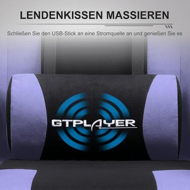 Тканина для ігрового крісла GTPLAYER, офісне крісло, масажне ігрове крісло, ергономічне ігрове крісло з підставкою для ніг, підголівник, масажна подушка для попереку, м&39яке ігрове крісло, обертове крісло, фіолетове