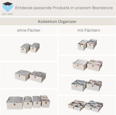 Набір кошиків для зберігання преміум-класу LOVE IT STORE IT з 5 предметів - Організатор для шафи з суміші льону та бавовни - Посилений картоном - Бежевий - 5 коробок 3 розмірів, натуральний