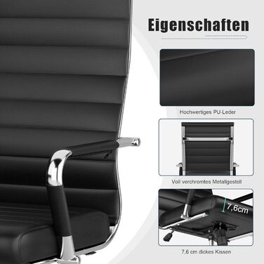 Ергономічне офісне крісло UEV, до 150 кг, штучна шкіра, чорний (срібна основа)