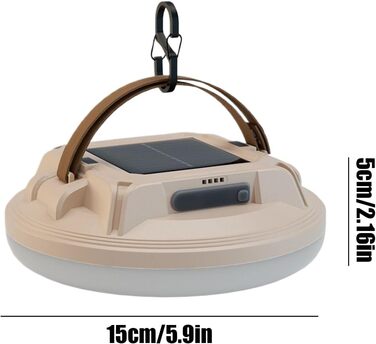 Ліхтар для кемпінгу, водонепроникний, з 4 рівнями яскравості Портативний сонячний кемпінговий ліхтар, для використання в приміщенні та на вулиці, для піших прогулянок, походів, нічної риболовлі, відключень електроенергії, бежевий