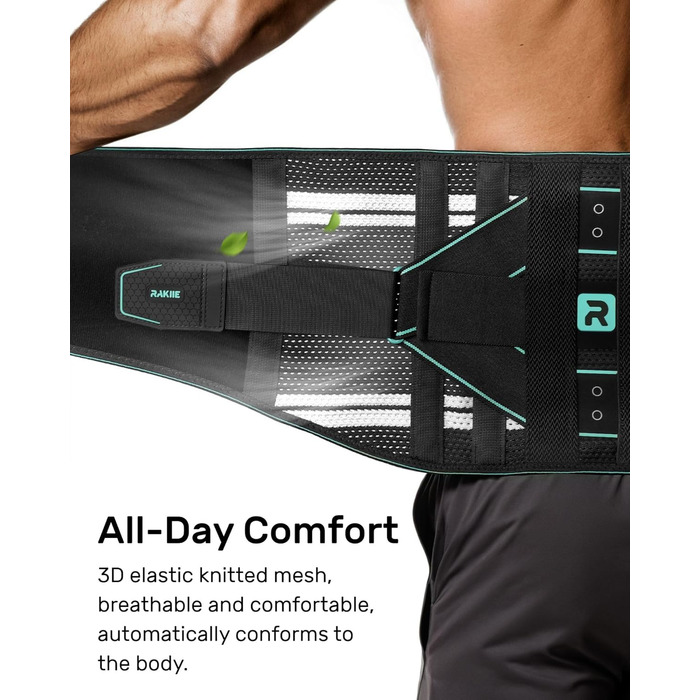 Пояс для підтримки спини для чоловіків та жінок, 8-кратна поперекова підтримка з 3D-накладкою, дихаюча спинна фіксація для полегшення болю в спині (S) Синій S