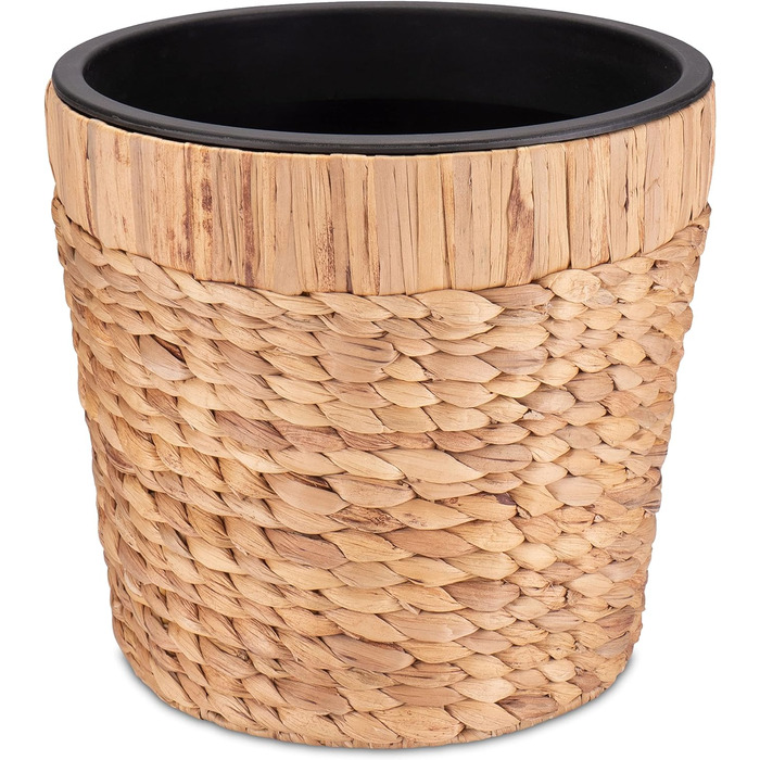 Декоративний квітковий горщик круглий, плетений з морської трави з пластиковою вставкою для посадки - горщик для рослин - 34см 1 3