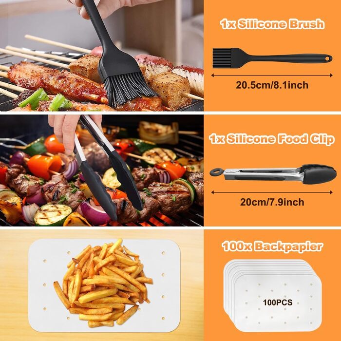 Аксесуари для фритюрниці VIRIECH Ninja, багаторазові аксесуари для подвійної фритюрниці з 8 частин, двокамерна силіконова форма для фритюрниці для Ninja Foodi AF400EU AF500EU та більшість двозонних фритюрниць