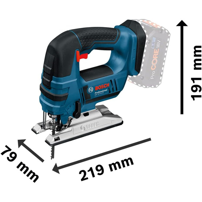 Акумуляторний лобзик Bosch Professional 18V System GST 18V-LI B (версія для підвішування, глибина різання деревини/алюмінію/металу