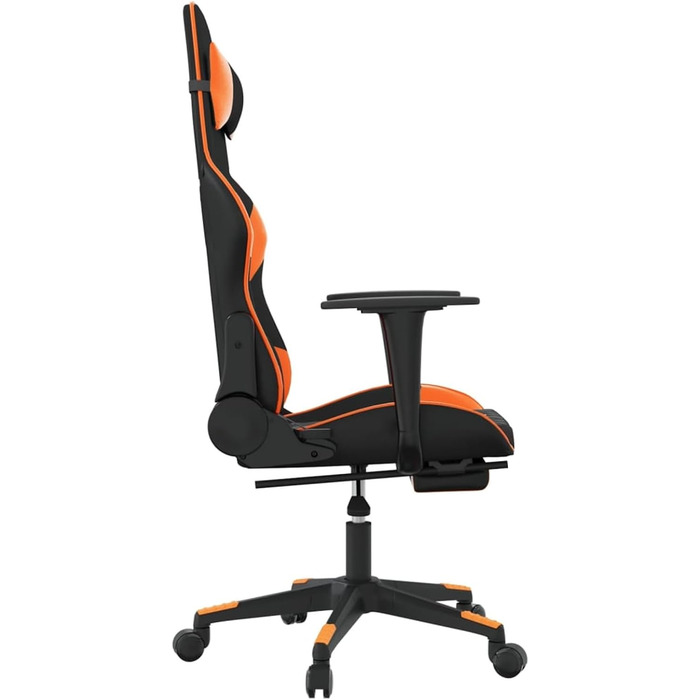 Геймерське крісло з підставкою для ніг, чорно-помаранчева штучна шкіра, модель 3143770