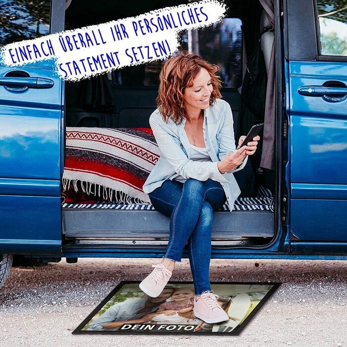 Персоналізований килимок для дверей з вашим власним фото - Різні розміри до 120 см - Створіть свій власний килимок - Нековзний, 60 x 40 см з гумовим краєм