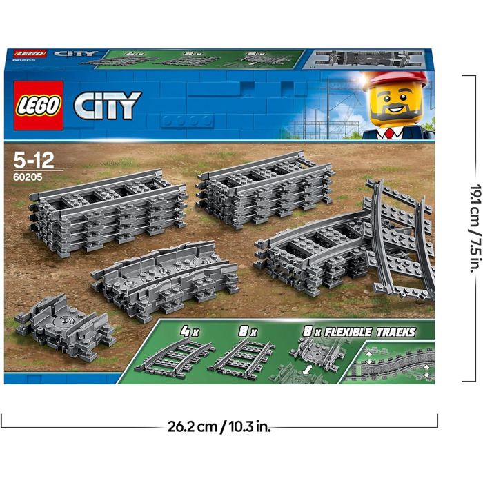Конструктор LEGO City Rails 60205, 20 деталей, розширення залізниці