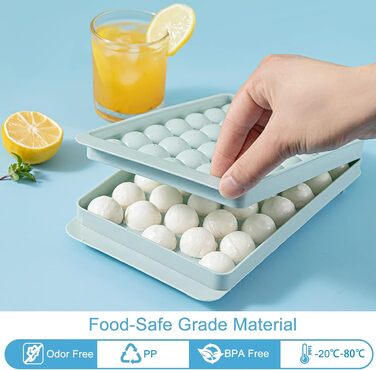 Форма для льоду Miaowoof з кришкою та контейнером, круглі кубики льоду 2,5 см x 99 шт. , форма для льоду без BPA з кришкою для льо