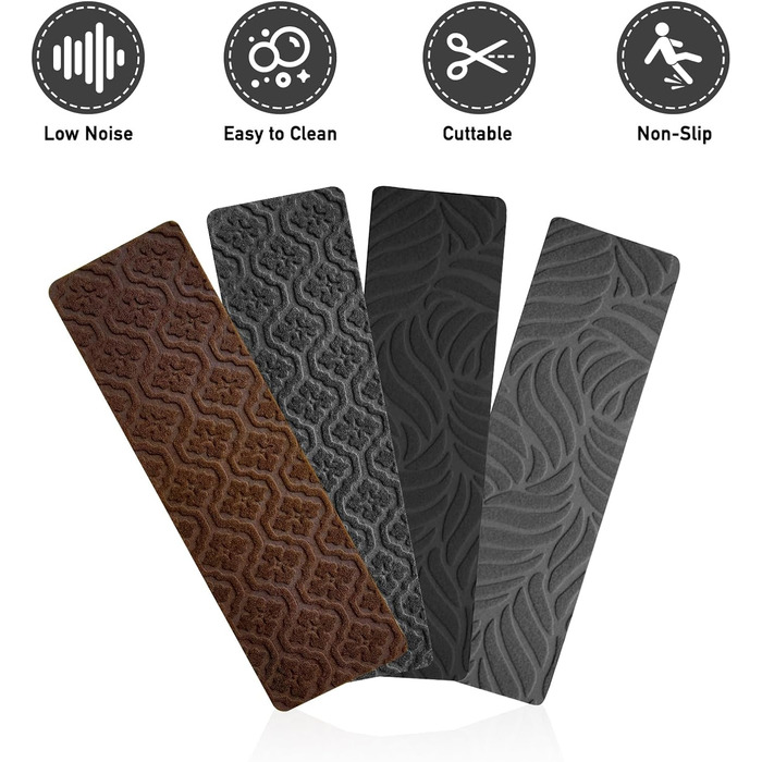 Сходинки для дерев&39яних сходинок нековзка клейка стрічка для килимового покриття сходів, знімається та приклеюється подвійною клейкою стрічкою, комплект з 15 аркушів, чорний, 15 шт. аркуші 8&39 x 30&39 дюймів чорний