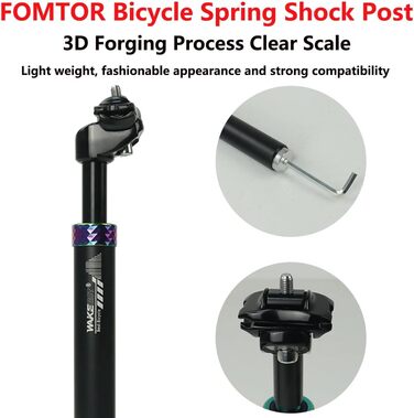 Підсідельний штирь FOMTOR 27,2 x 350 мм з підвіскою, з адаптером для підсідельного штиря 28,6/30,4/30,9/31,6 мм універсальний комплект, амортизатор для велосипедного підсідельного штиря для MTB, шосейного велосипеда BMX