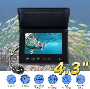 Підводна камера для риболовлі Підводний ехолот Інфрачервоний світлодіодний портативний відеокамера для риболовлі LCD монітор Каяк Човен Морська риболовля