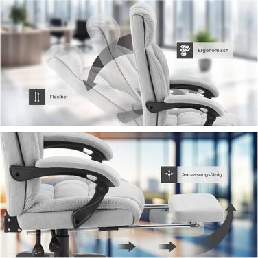 Ергономічне офісне крісло tectake, велюрове поворотне крісло, офісне крісло з підставкою для ніг, крісло керівника, письмове крісло, крісло, ігрове крісло, ергономічне офісне крісло, ігрове крісло - сірий колір