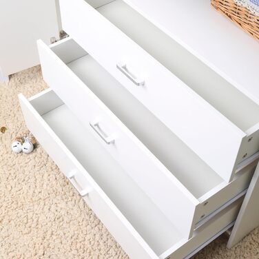 Пеленальний столик ecomi, дитячий комод з дерева з пеленальною тумбою, 3 шухляди, 1 дверцята, висота 100 см, білий колір, пеленальний столик 113x100 см, хромовані ручки