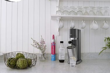 Пакет SodaStream Soda maker DUO з циліндром CO2 Quick-Connect, 2 шт. скляною пляшкою 1 л і пластиковою пляшкою 1 л, яку можна мити в посудомийній машині, висота 44 см, колір титан