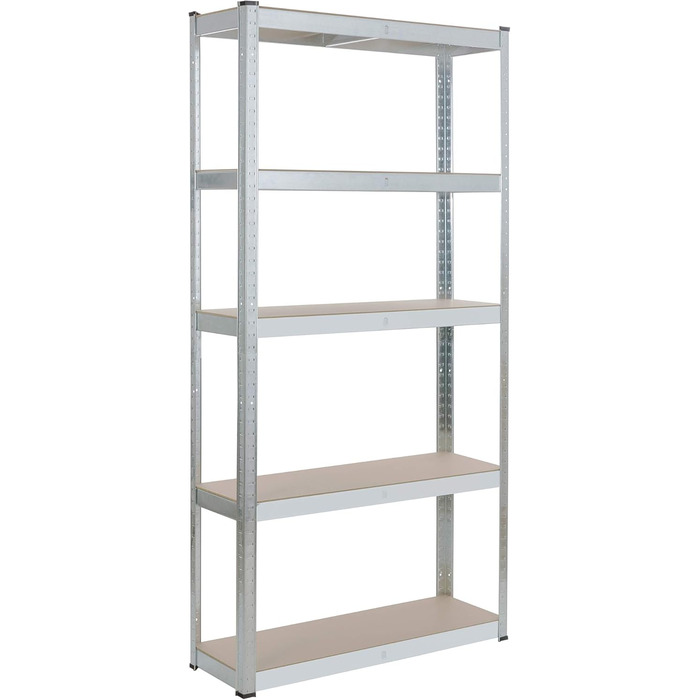 Надміцний стелаж Arebos, комплект з 2 шт. 180x90x30 см Вантажопідйомність 875 кг 5 полиць з МДФ Легке складання за допомогою вставної системи Оцинкований сріблястий колір