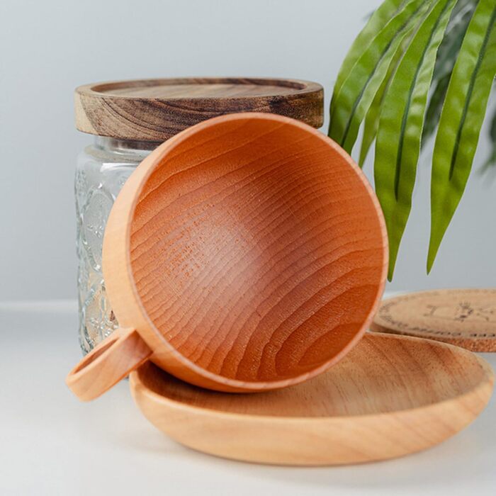Звичайні дерев&39яні чайні чашки, 290 мл, з дерев&39яною ложкою для напоїв, набір чашок та ложок, для гольфу, тераси, балкона, саду, парку, дому, пікніка, кемпінгу, вечірки, віскі