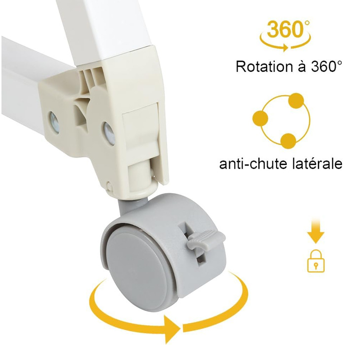 Дитяче ліжечко OHMG Side-by-Side, дитяче ліжко, дитяча колиска, дитяче ліжко 3 в 1 для новонароджених, ліжко-гойдалка для дому та подорожей з колесами, регульована висота 6 рівнів (95 * 50 * 98-110 см (бежево-білий)) 95*50*98-110 см (бежево-білий)