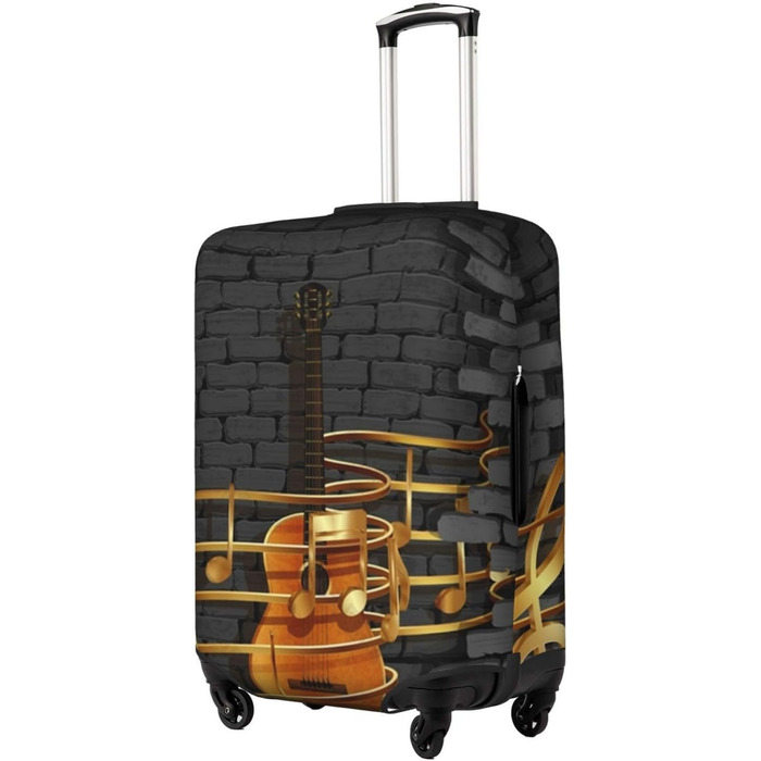 Чохол для валізи з принтом гітари TOMPPY, еластичний, що миється, захисний, антиподряпний, підходить для валіз розміром 18-32 дюйми, чорний, розмір L