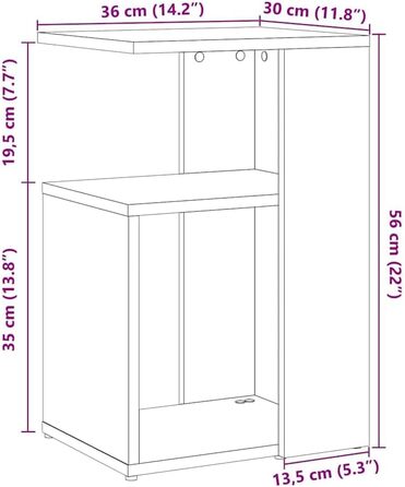 Журнальний столик, імітація переробленої деревини, 36x30x56 см, інженерна деревина, стіл для зберігання речей, столик для дивана, стіл для вітальні, акцентний столик, столик з лампою, маленький столик