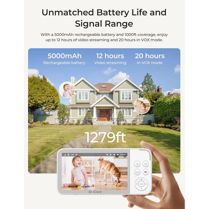 5 1080P HD, 2K Camera, App Control, Motion & Cry Alarm, Night Vision, 5000mAh, Two-way Audio, 390m Range, 5 1080P HD, 2K Camera, A