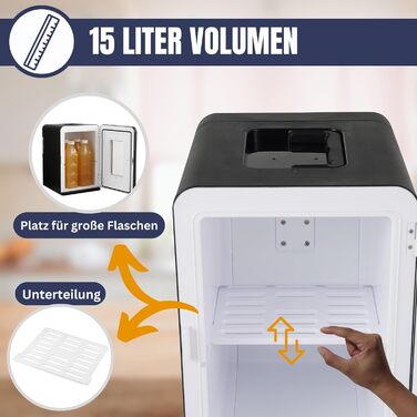 Міні-холодильник Sommertal KS15, для охолодження та нагрівання, об'єм 15 л, змінний струм для домашньої розетки та постійний струм