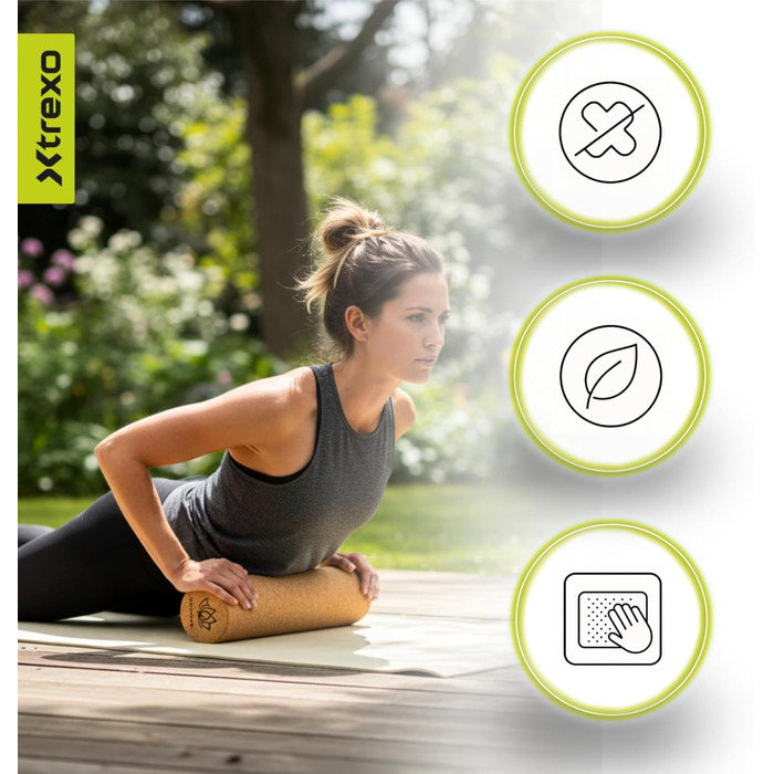 Ролик для тренування тригерних точок XTREXO з коричневого корку 40x10 см, 100 натуральний, екологічно чистий корок. Універсальне використання. Ідеально підходить для йоги, пілатесу, калістеніки та силових тренувань. Ефективне розслаблення м&39язів.