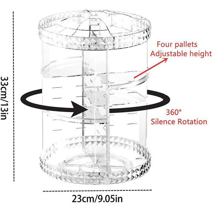 Коробка для зберігання косметики, що обертається на 360 градусів, з великою місткістю, організація для шкільної колекції олівців, велика коробка для зберігання макіяжу