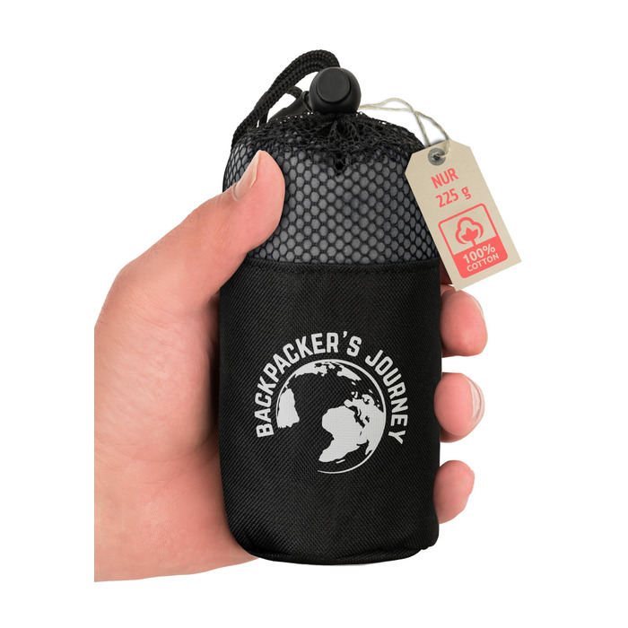 Ультралегкий (лише 225 г) підкладковий спальний мішок Backpacker&39s Journey виготовлений зі 100 бавовни. Гігієнічний спальний мішок без блискавки (без термоізоляції). Сірий. Ширина 85 см.