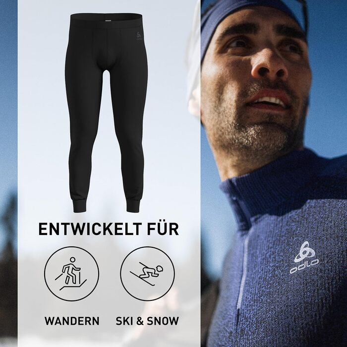 Чоловічі термоштани Odlo з мериносової вовни 200 Чоловіча білизна з мериносової вовни Тепла термобілизна Чорний XL