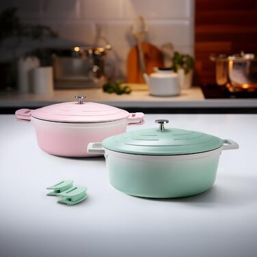 Каструля для запікання з кришкою індукційна 32 см, 6,6 л, лита алюмінієва каструля з покриттям з частинок справжнього каменю, каст