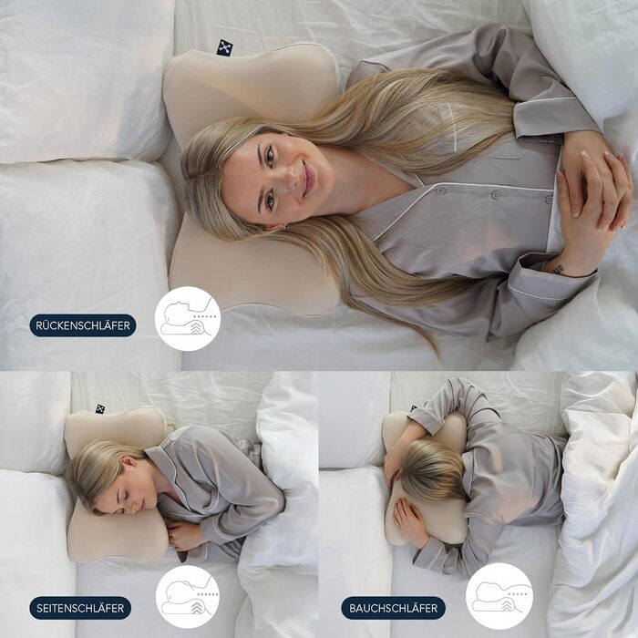 Ергономічна подушка з піни з памяттю форми з виїмкою для голови, підтримка шийного відділу хребта для сну на спині та на боці 1 Soft