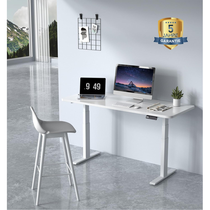 Каркас столу з регулюванням висоти та 2 потужними двигунами, регульований по висоті каркас столу з 4 налаштуваннями пам&39яті, витримує 135 кг (білий, 3-сегментні ніжки)