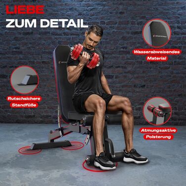 Силова лава Sportstech BRT700 для домашнього використання, похила та плоска лава 21-в-1 з жимовою лавою, вантажопідйомність 360 кг, тренажер для спини, жим лежачи, силові тренування, все тіло, домашній тренажерний зал, багатофункціональна лава BRT700 чорн