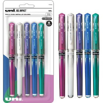 Ударні ручки Signo Gel Shock Pen, Bold Point (1,0 мм), в асортименті металеві, модні 5 шт. унків