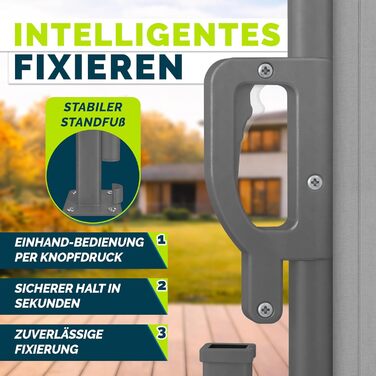 Бічний тент tillvex 200 x 400 см, висувний та непрозорий, з дощовиком Ширма для забезпечення конфіденційності для балкона, саду та тераси Бічна рулонна штора з настінним кріпленням Сонячний тент з нержавіючої сталі 200 x 400 см, сірий