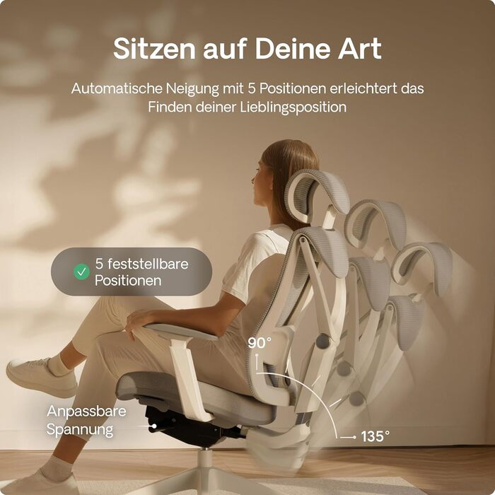 Ергономічне офісне крісло Desktronic з регулюванням висоти Офісне крісло з поперековою опорою - Зручне для спини - Комп&39ютерне крісло з регулюванням висоти та зручне для спини - Широка подушка SitPro (сіре)