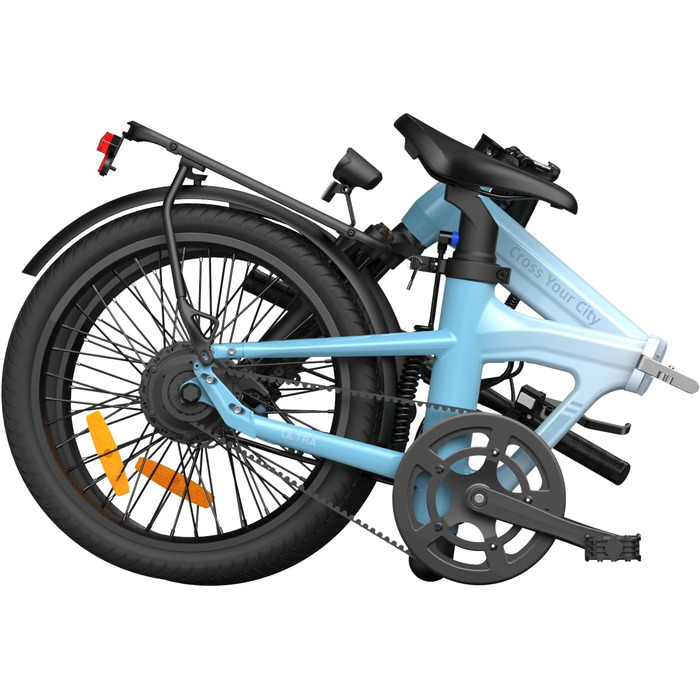 Складаний електровелосипед, ремінний привід, міський велосипед, автоматична 3-швидкісна внутрішня втулка, задній двигун, електровелосипед для жінок/чоловіків, схвалено німецькими правилами дорожнього руху (StVZO), синій, 20Ultra