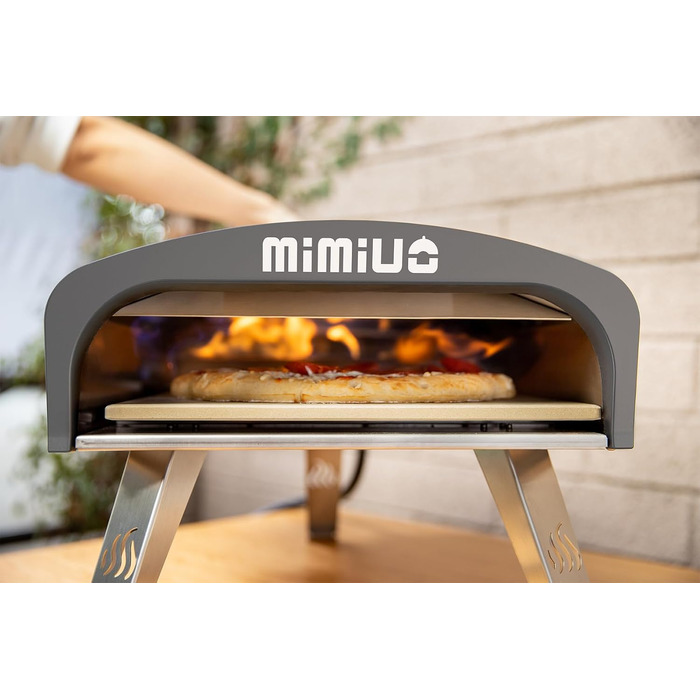 Газова піч для піци Mimiuo з каменем для піци та лопатою для піци, мобільна піч для піци, портативна піч для піци для патіо та балкона, піч для піци для саду, на відкритому повітрі, газова піч для піци, чорна