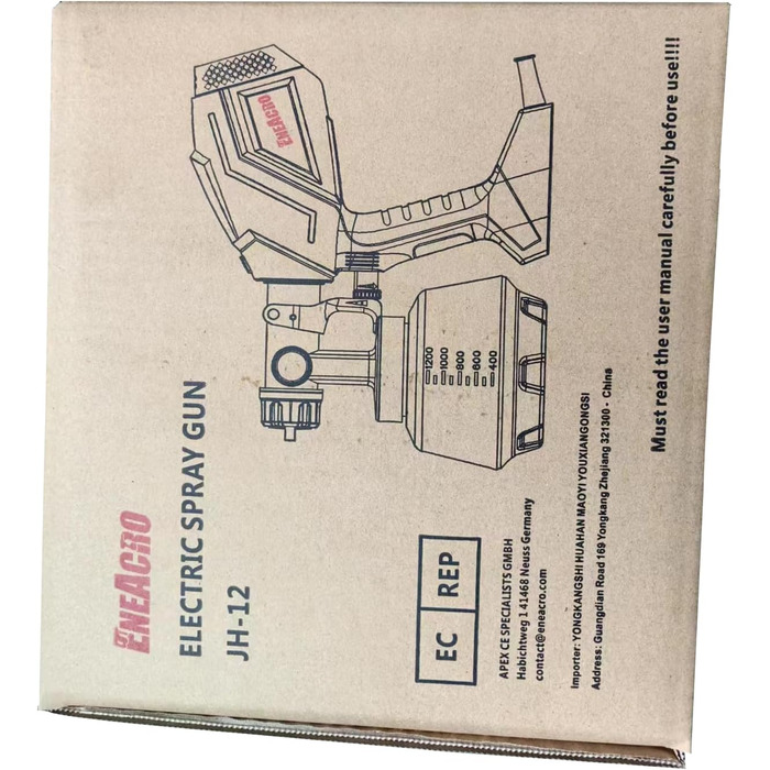 Система розпилення фарби ENEACRO 700 Вт HVLP-розпилювач з баком 1200 мл, регульованою витратою та кутом розпилення, 5 латунними соплами, регульованою на 360 форсункою для використання всередині та зовні приміщень JH-12
