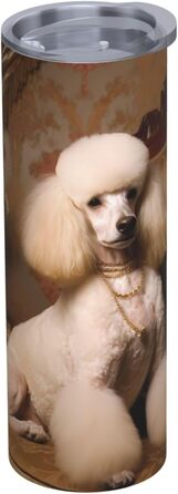 Кухоль з прямою трубочкою, дизайн пуделя, принт, дорожній кухоль, підходить для кемпінгу, офісу та дому, 590 мл