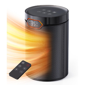 Тепловентиляторний обігрівач PTC потужністю 1500 Вт, енергозберігаючий з режимом ECO, 4 режими нагріву, режим бризу, термостат, 24-годинний таймер, пульт дистанційного керування, захист від перегріву та перекидання, портативний та тихий, для дому та офісу