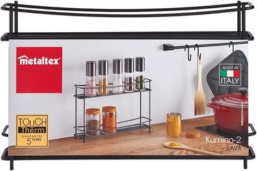 Підставка для спецій Kumino-2 Lava, металева, чорна, 33x8x21 см 33x8x21 см Чорна