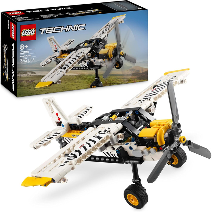 Пропелерний літак LEGO Technic, іграшка-літак для дітей, подарунок для хлопчиків і дівчаток віком 8, модель літака з обертовим пропелером і 4-циліндровим поршневим двигуном 42198