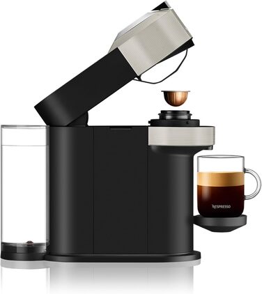 Машина Krups XN910B Nespresso Vertuo Next Кавова капсульна машина Кавоварка Nespresso Резервуар для води 1,1 л 6 розмірів чашок Функція вимкнення живлення 54 переробленого пластику Світло-сірий без піноутворювача молока