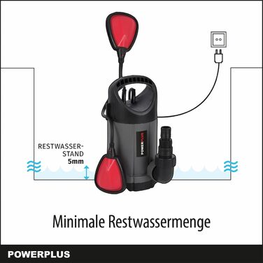 Потужний електронасос POWER POWEW67902-250 Вт, занурювальний насос для води, максимальна температура 35C, продуктивність 5000 л/год, садовий насос, дренажний насос, насос для брудної води, обладнання для саду