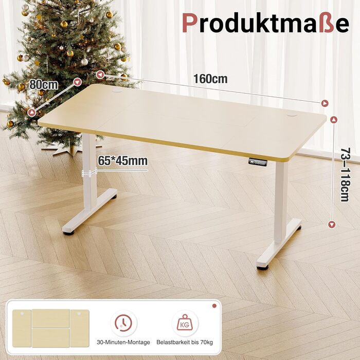 Стіл з регульованою висотою 160 x 80 см, стіл з електричним регулюванням висоти та функцією пам&39яті, ігровий стіл, регульований стіл, комп&39ютерний стіл для офісу, стіл для роботи стоячи, бежевий 160 x 80 см
