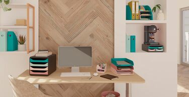 Набір лотків для листів Exacompta 111606SETD, 4 шт., STYLI, скандинавський дизайн, виготовлений з переробленого пластику, DIN A4. Ідеальні лотки для листів для вашої організації. Лотки, що штабелюються, сертифіковані Blue Angel, різні кольори.