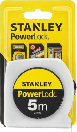 Рулетка Stanley Powerlock 0-33-932 (5м з оглядовим вікном, надміцний ремінець, майларовий захисний шар, хромована, кліпса для ременя)